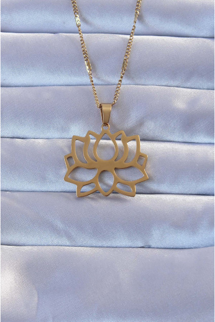 316L Altın Renk Lotus Kolye