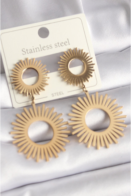 316L Çelik Gold Renk Güneş Model Kadın Küpe