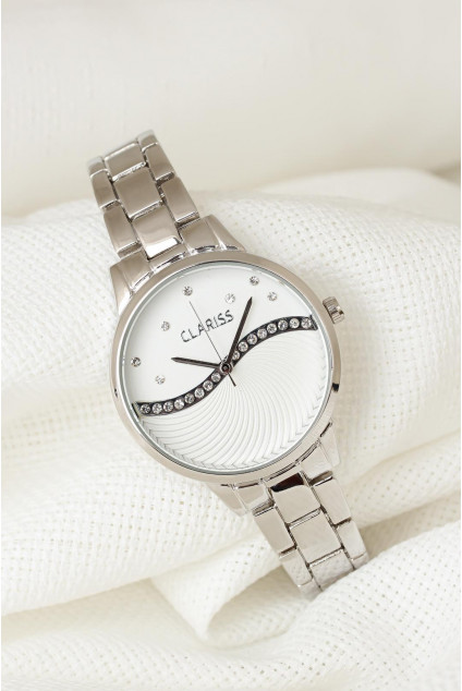 Silver Beyaz Zirkon Taşlı İç Tasarımlı Clariss Kadın Saat